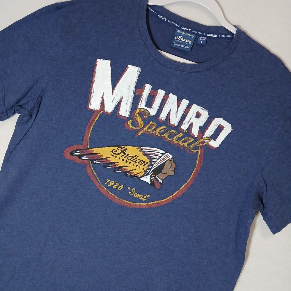 Indian Motorcycle Graphic 1920 Scout TShirt Mens Large Navy Relaxed Comfort 1162